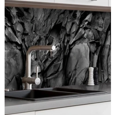 Abbildung von MyMaxxi Küchenrückwand Folie selbstklebend matt einfache Montage ohne Bohren 0,4mm stark Versteift Motiv Stein 05 60cm hoch Spritzschutz Küche Klebefolie Struktur Felsen 120 x