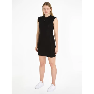Abbildung von Tommy Jeans Jerseykleid &quot;TJW RUCHE SCRIPT BODYCON DRESS&quot;, mit gefransten Ärmeln