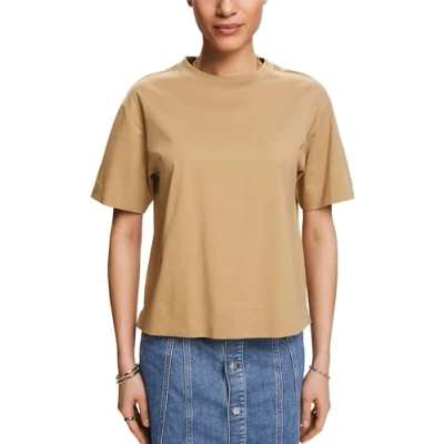 Abbildung von Esprit MIT Rundhalsausschnitt Tshirt basic, Damen, Größe: Medium, Beige