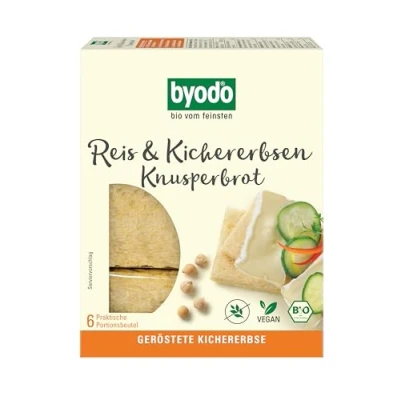 Abbildung von Byodo Bio Reis und Kichererbsen Knusperbrot 2 x 120 gr Glutenfreies Vegan Brot knusprig &amp; leicht Ideal für Snacks Vorspeisen Qualität