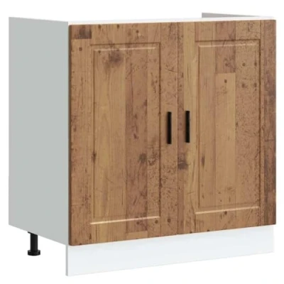 Abbildung von vidaXL Spülenunterschrank Porto Altholz Optik 80x46x81,5 cm, Küchenunterschrank, Unterschrank für Küche, Küchenzeile, Küchenschrank, Schrank Küche