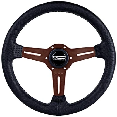 Abbildung von OCC MOTOR SPORT FLACHER BODENLENKRAD AUTO CLASSIC MODELL PERFORATED LEDER BRONZEARME SPÜLEN LENKRAD 350 MM (14 ZOLL)