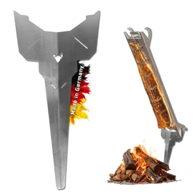 Abbildung von FENNEK Erdspieß für Flammlachshalter mit speziellem Spannmechanismus Keine Schrauben nötig Ideal Camping, Garten oder Lagerfeuer Made in Germany