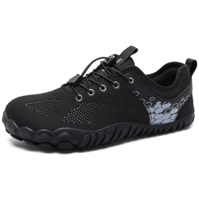 Abbildung von IceUnicorn Barfuss Schuhe Damen Walkingschuhe Barfußschuhe Herren Anfänger Bequeme Atmungsaktiv Gesunde (D Schwarz, 40EU)