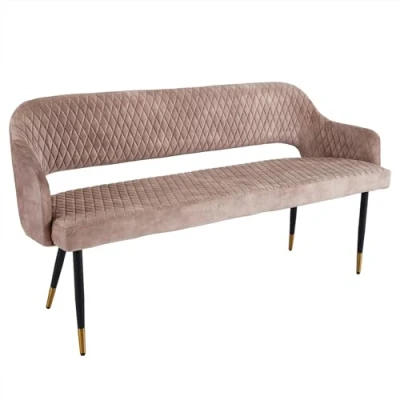 Abbildung von riess ambiente Sitzbank PARIS 160cm greige / schwarz (Einzelartikel, 1 St), Esszimmer · Samt Metall Rückenlehne Schlafzimmer Retro Design
