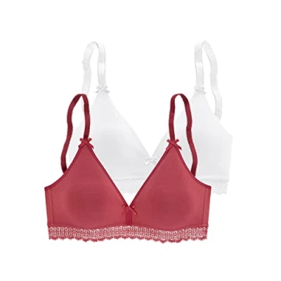 Abbildung von petite fleur Bralette BH, ohne Bügel mit Spitzenband, aus weicher Baumwolle, Basic Dessous