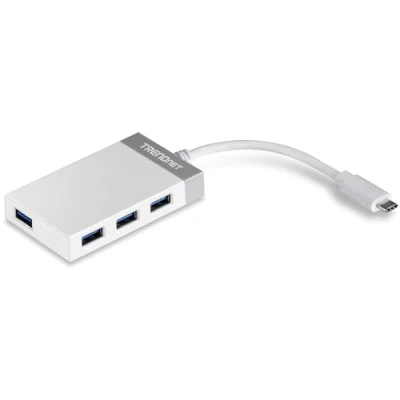 Abbildung von TRENDnet TUC H4E USB zu 4 Port 3.0 Hub mit Stromversorgung, Plug &amp; Play, Reduziert Unordnung, Rückwärts kompatibel 2.0 Ports