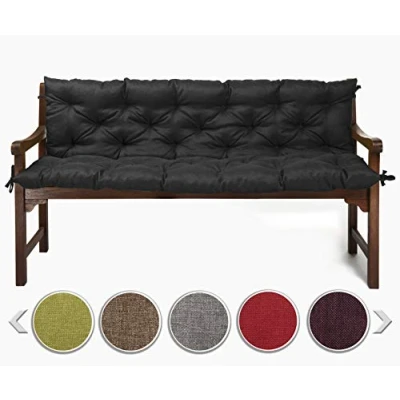 Abbildung von sunnypillow Bankauflage Stuhlkissen Bankkissen 130 x 50 cm Sitzkissen und Rückenkissen für Hollywoodschaukel Polsterauflage Auflage Gartenbank viele Farben Größen zur Auswahl Schwarz