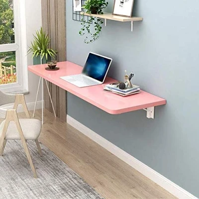 Abbildung von Wandklapptisch Wand Küchentisch Kindermöbel Laptoptisch Esstisch Schreibtisch Klappbar Computertisch aus Holz Faltbarer Schwimmender Wandtisch Wandschrank,mit 2 Halterungen,Rosa(60x50cm/24x20in)