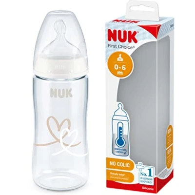 Abbildung von NUK First Choice Trinklernflasche 0 6 Monate Temperaturkontrolle Sauger aus Silikon Kolik Ventil BPA frei 300 ml