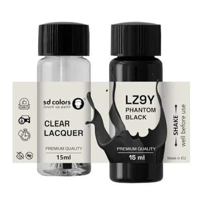 Abbildung von SD COLORS Phantom Black LZ9Y Lackreparaturfarbe, 15 ML, mit Pinsel, Farbcode