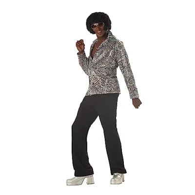 Abbildung von California Costumes Herren Groovy Disco Hemd Kostüm, silber, Large