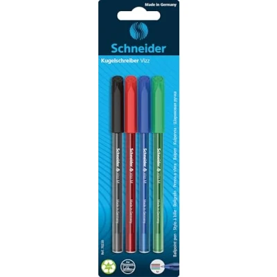 Abbildung von Rollerball Stift SCHNEIDER VIZZ, M, 4 Stück, Blisterpackung, Farbmix 10 PA