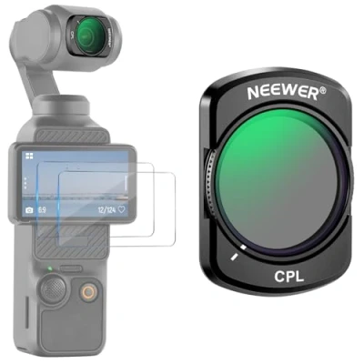 Abbildung von NEEWER Magnetischer CPL Filter kompatibel mit DJI Osmo Pocket 3, blendfreie HD Fotografie, mehrfach beschichteter Zirkularer Polarisationsfilter, 2 gehärteten Glasfolien, Action Kamera Zubehör
