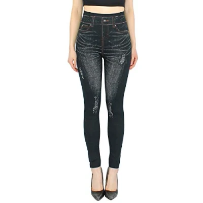 Abbildung von dy_mode Jeggings Damen Leggings in Jeans Optik High Waist Jeansleggings Bequem mit elastischem Bund