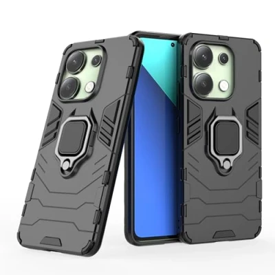 Abbildung von Max Power Digital Hülle für Xiaomi Redmi Note 13 4G Drehbar Ringhalter Cover Magnet Bumper Handyhülle Case Stoßfest Doppelschichter Schutzhülle Outdoor Shock Absorption Mit Ring (Schwarz)
