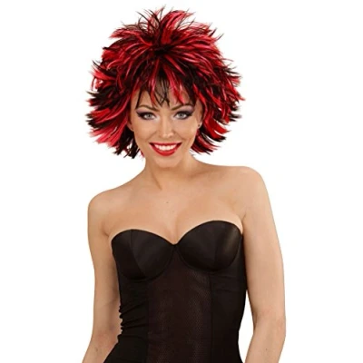 Abbildung von Karneval Klamotten Teufel Kostüm Perücke rot schwarz Teufelin, Halloween passend zum Teufelskostüm