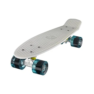Abbildung von Ridge Skateboard Serie Mini Cruiser Board Komplett Fertig Montiert, Glow White/Clear Blue, 55cm, 0786471336823