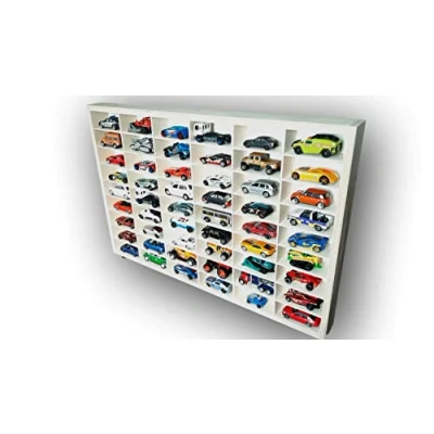 Abbildung von Dekoralove Autoregal kompatibel mit Hot Wheels Autos Spielzeuglager 54 Schmuck Holz Aufbewahrungsfächer