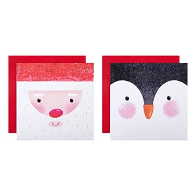 Abbildung von Hallmark Charity Weihnachtskarten, niedliche Weihnachtsmann und Pinguin Designs, 16 Stück, 25572296, Kartenpaket