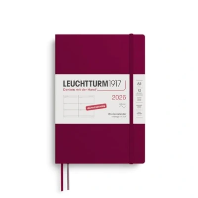 Abbildung von LEUCHTTURM1917 372557 Wochenkalender Medium (A5) 2026, 12 Monate, Softcover, Port Red, Deutsch