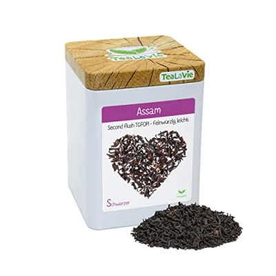 Abbildung von TEALAVIE Schwarztee lose Assam Second flush TGFOP1 feinwürzig leichte Tasse 100g Dose loser Schwarzer Tee