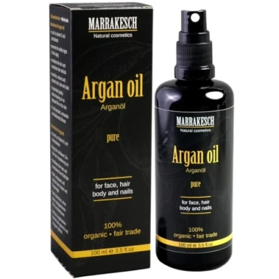 Abbildung von MARRAKESCH Bio Arganöl kaltgepresst 100ml mit Spritzaufsatz 100% reines nativ, Vegan Gesichtsöl Kosmetik für Körper, Haar, Haut &amp; Nägel Argan Oil I Organic, Anti Aging Tierversuchsfrei