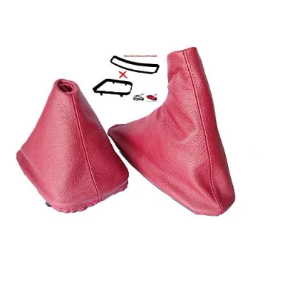 Abbildung von The Tuning Shop Ltd Schaltsack Handbremsmanschette kompatibel mit BMW E36 E46 Tanin Rot Leder