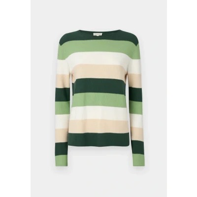 Abbildung von TOM TAILOR Damen 1042952 Pullover mit Struktur, 37226 Green Beige Block Stripe, XS