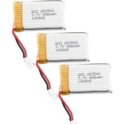 Abbildung von YUNIQUE GREEN CLEAN POWER 3x LiPo Akku 3.7V 600mAh für RC Quadcopter Kompatibel mit Syma X5 X5C X5SC X5SW, Cheerson CX 30W, Skytech M68, Wltoys F949 Leicht &amp; Modisch, Silber