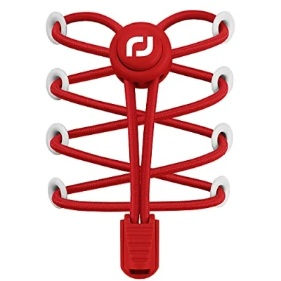 Abbildung von RJ Sport Elastische Schnürsenkel mit Schnellverschluss Schnellschnürsystem für einzigartigen Komfort, perfekten Sitz und starken Halt(Rot)