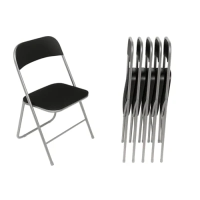 Abbildung von HAEST 6X Klappstuhl Klappstühle Sechs Stühle Silber Schwarz mit Metallrahmen und Kunstlederbezug 6er Set Küchenstühle