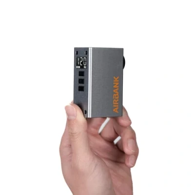 Abbildung von AIRBANK Mini Fahrradpumpe mit Manometer, Pocket 2 PRO, tragbare elektrische 120 PSI, wiederaufladbare Luftpumpe für Rennrad, Mountainbike, Sportbälle Schrader und Presta Ventil