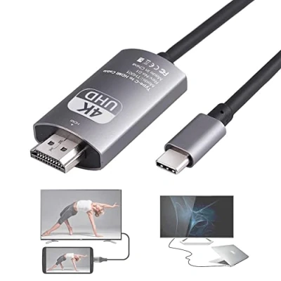 Abbildung von Bolwins A77C USB C auf HDMI Kabel Adapter 1,8m TV Projektor Monitor Typ Kabel, (180 cm)