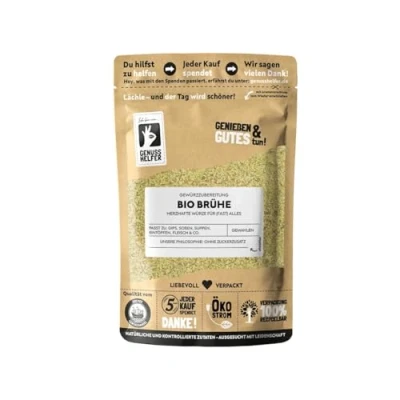 Abbildung von Bremer Gewürzhandel Bio Brühe, Gemüsebrühe ohne Hefe und Glutamate, Suppenpulver, zum Kochen von Suppen Saucen, 250g