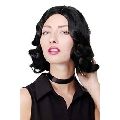 Abbildung von WIG ME UP GFW1726 1B Damenperücke Perücke 20er Jahre Swing Jazz Charleston Chicago Mittelscheitel Wellen wellig schwarz