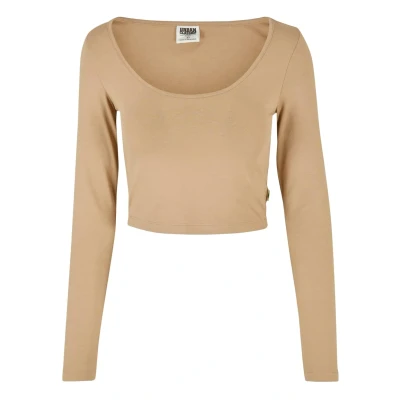 Abbildung von Urban Classics Cropped Longsleeve Langarmshirt, Damen, Größe: Large, Unionbeige