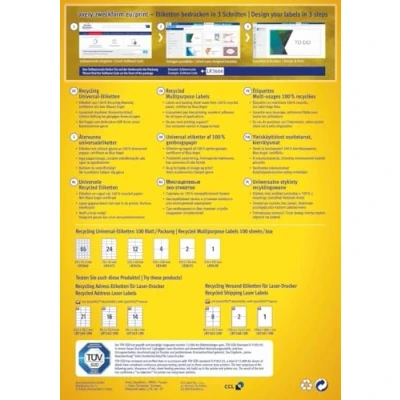 Abbildung von AVERY Zweckform LR3666 Recycling Etiketten (6.500 Klebeetiketten, 38x21,2mm auf A4, 100% recyceltes Altpapier, individuell bedruckbar, selbstklebende Aufkleber) 100 Blatt, naturweiß