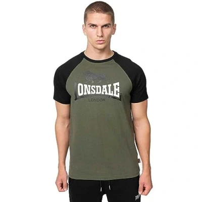 Abbildung von Lonsdale Normale Passform Magilligan Tshirt print, Herren, Größe: Large, Olive black white