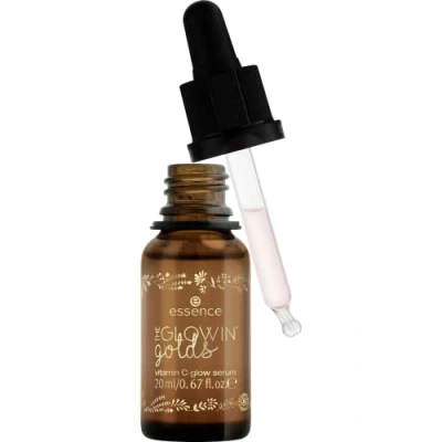 Abbildung von essence The glowin&#039; golds vitamin C Glow serum, Nr. 01 Like Gold, Shine Sun!, transparent, aufhellend, entspannend, erfrischend, glättend, kühlend, pflegend, strahlend (20ml)