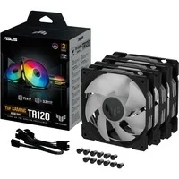 Abbildung von ASUS TUF Gaming TR120 ARGB Standard Blade Black 3IN1 Gehäuselüfter 3er Pack (120mm PWM PC Lüfter, 2000 rpm, 3,3 mm H2O, 77,4 CFM Luftstrom, 16 einzeln adressierbare RGB LEDs, schwarz)