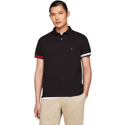 Abbildung von Tommy Hilfiger Herren Poloshirt Kurzarm Slim Fit, Schwarz (Black), XS
