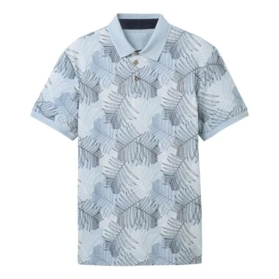 Abbildung von TOM Tailor MIT Allover Print Poloshirt, Herren, Größe: Small, Blue multicolor leaf design