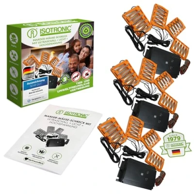 Abbildung von ISOTRONIC 3in1 Marderabwehr Blitz Marder Frei für Auto 12V Marderschock Marderscheuche Marderfrei Marderschutz mit Hochspannung, LED Blitzlicht, Hochfrequenztöne, wasserdicht (3)