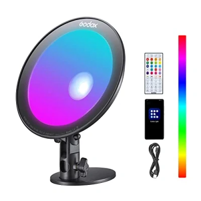 Abbildung von Godox CL10 RGB LED Webcasting Umgebungslicht 10W, Farbton 0 360 und 36000 Farben, 39 Fx Effekte No Flicker für Webcasting, Stimmungslicht, Filmen, Live Streaming, Mikrofilm, Aufnahme