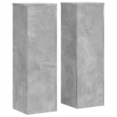 Abbildung von vidaXL Pflanzenständer 2 STK., Blumenständer Hohle Konstruktion, Dekosäule Podest für Pflanzen Dekoartikel, Blumenhocker Blumensäule, Betongrau Holzwerkstoff