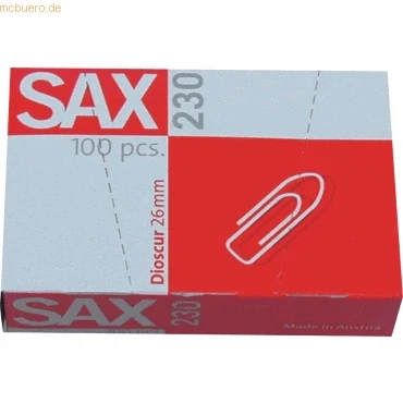 Abbildung von Sax Briefklammern verzinkt 26mm VE=100 Stück