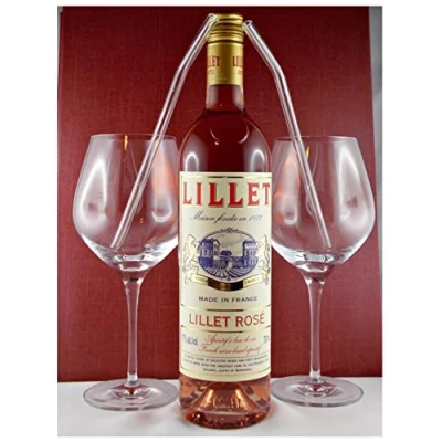 Abbildung von H BO Geschenk Lillet Rosè Aperitif +2 Glastrinkhalme (gebogen) Gläser