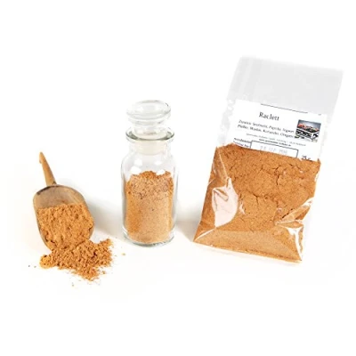 Abbildung von Raclett Gewürzmischung, und Fondue Mischung, Fleischgewürz, Käsegewürz, Raclette Gewürz, salzfrei, glutenfrei, 25g