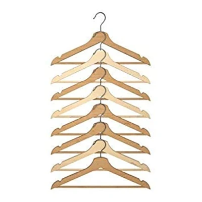 Abbildung von IKEA 8 er Set Holz Kleiderbügel &quot;BUMERANG&quot; geschwungene aus Massivholz Breite 43 cm Stärke 14 mm